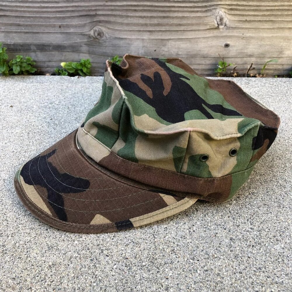 SEKRI INDUSTRIES Army Cadet Hat Men's Small Utility Camo Woodland Cap Ripstop‌